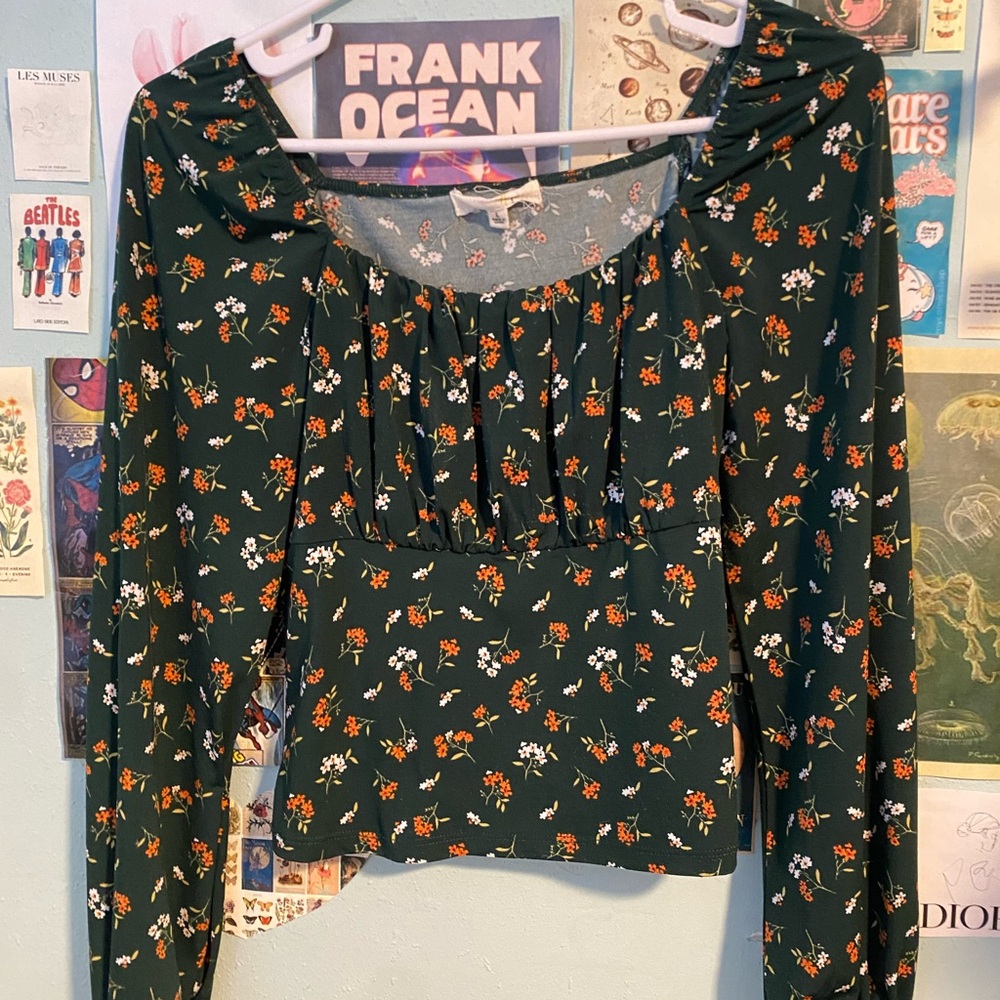 Floral Green Long Sleeve Top